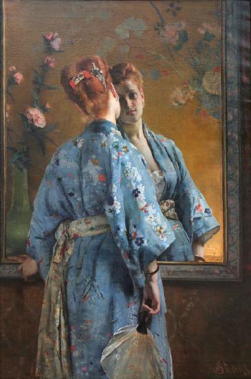 Alfred Stevens The Japanese Parisian. Sweden oil painting art